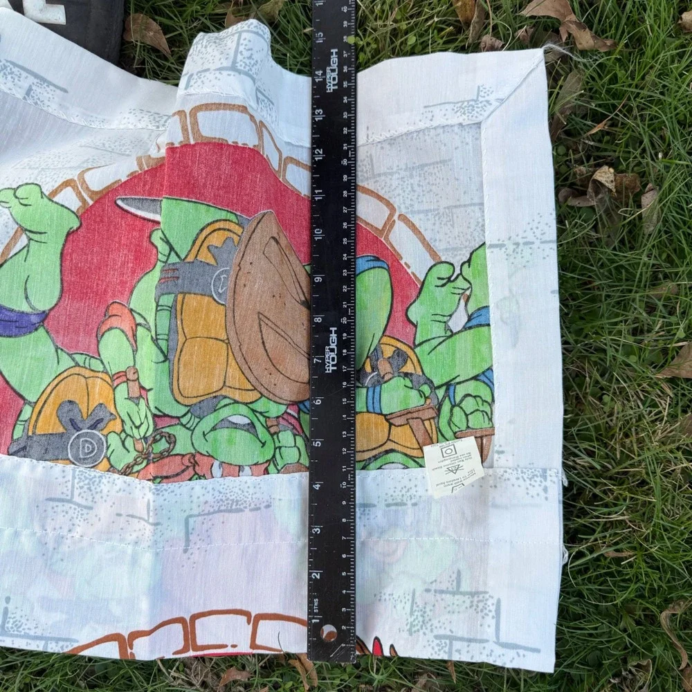 Vtg 90s Teenage Mutant Ninja Turtles Curtains Rod Pocket Panels Set of two 40X14